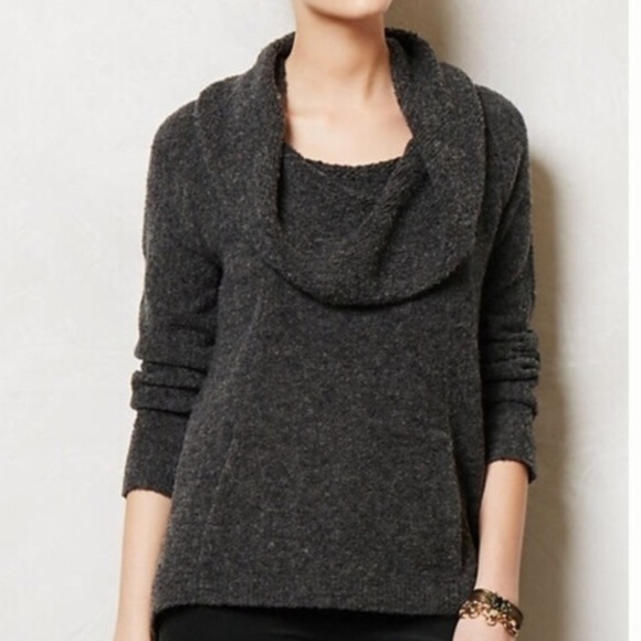 ANTHROPOLOGIE Angel of The North Gray Cowlneck Sweater - Picture 1 of 8